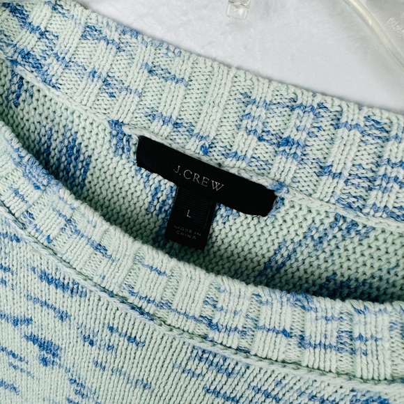 J. Crew Speckled Blue Cotton Crewneck Sweater - Picture 3 of 8